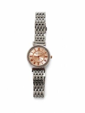 Anne Klein Silver Bracelet Watch with Rose Gold Dial Water Resistant Crystals